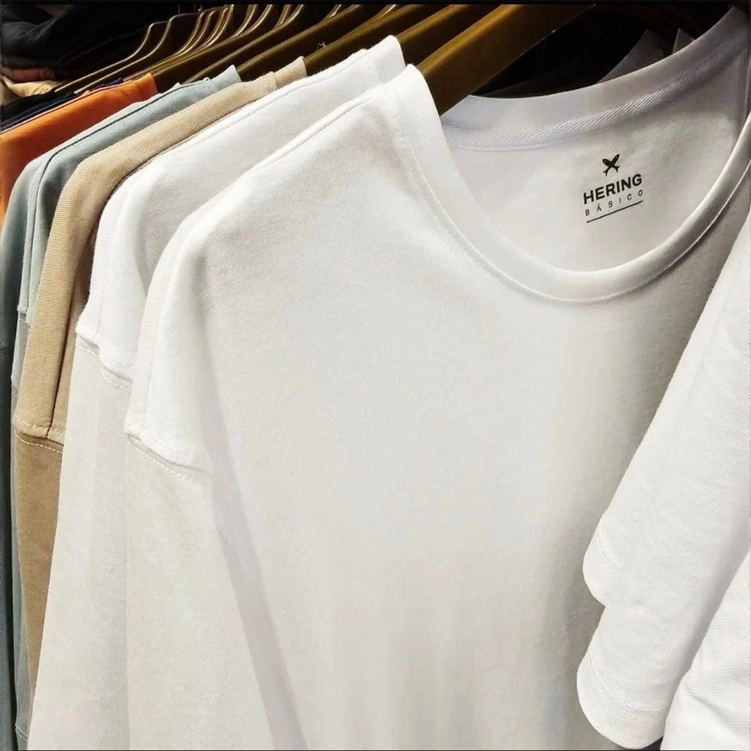 Kit Com 3 Camisetas Masculina 4k6p1cen Básicas Slim Hering Branco Lisa M