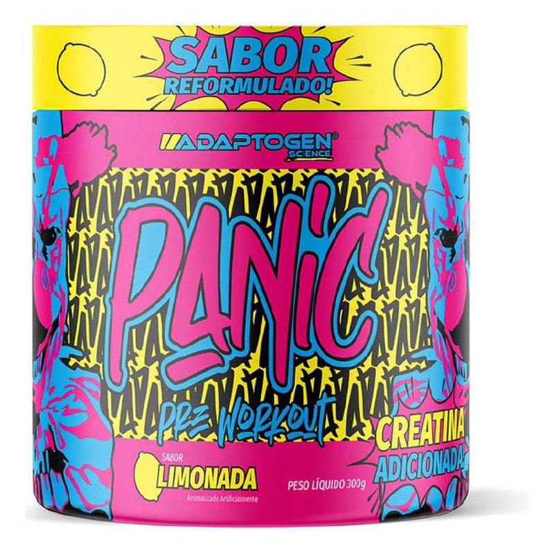 Suplemento Em Pó Adaptogen Science Panic Pré Treino Com Creatina Pote 300g Sabor Limonada