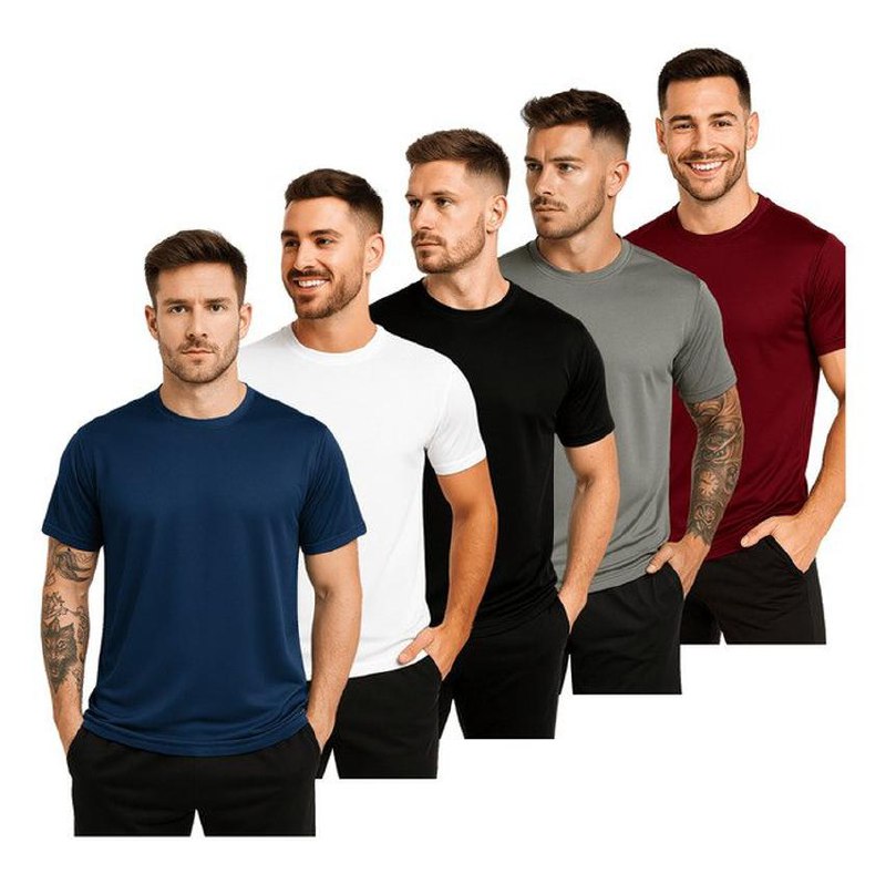 Kit 5 Camisetas Dry Fit Masculina Lisa Básica Academia Secar