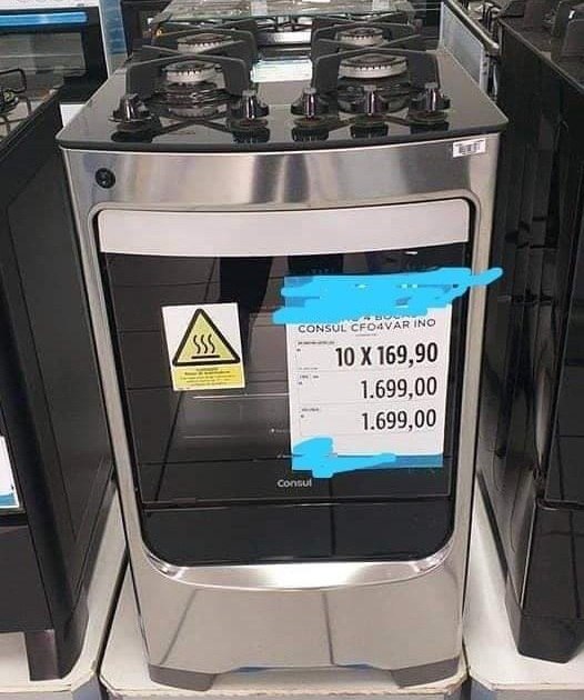 Fogão Consul 4 bocas Inox Mesa de Vidro e Grade de Ferro Fundido Acendimento Automatico - ...