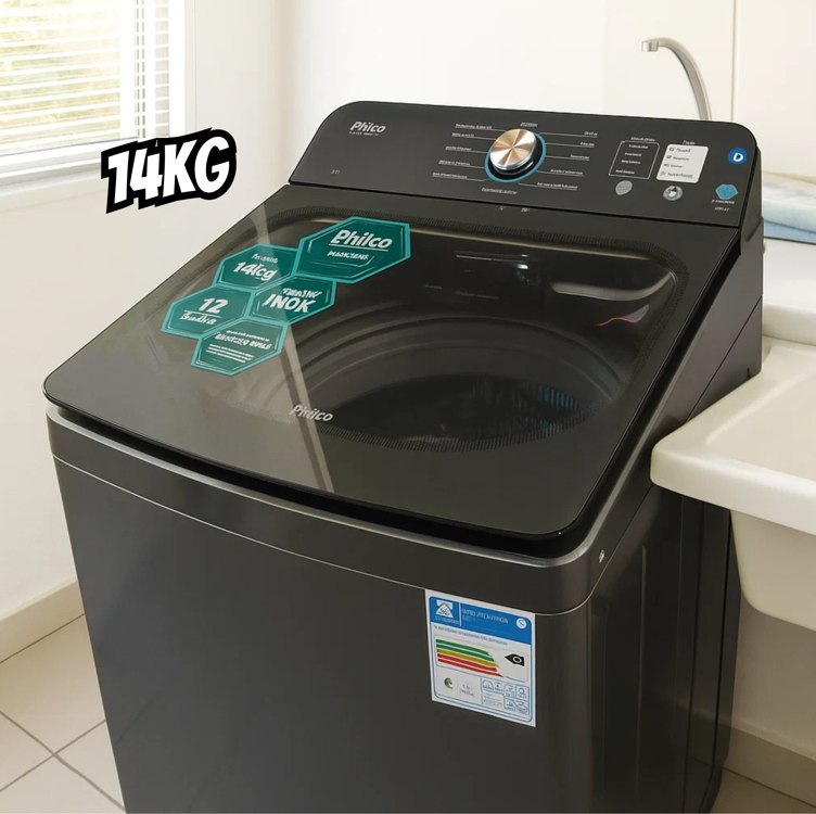 Máquina de Lavar 14 Kg Philco PLR14B 12 Programas de Lavagem 127V