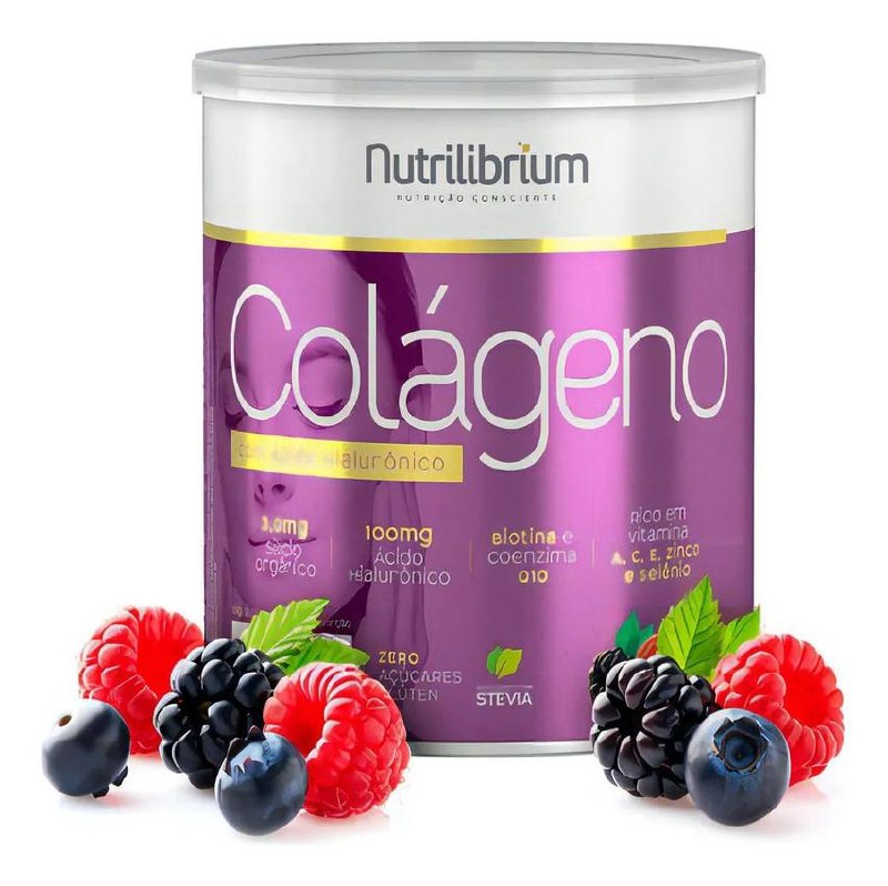 Colágeno Verisol Ácido Hialurônico Silício Orgânico Coq-10 Sabor Frutas Vermelhas