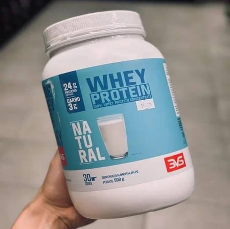 100% Whey Protein Concentrado 900g Sabor Natural - Proteína 100% Pura - 3vs Nutrition