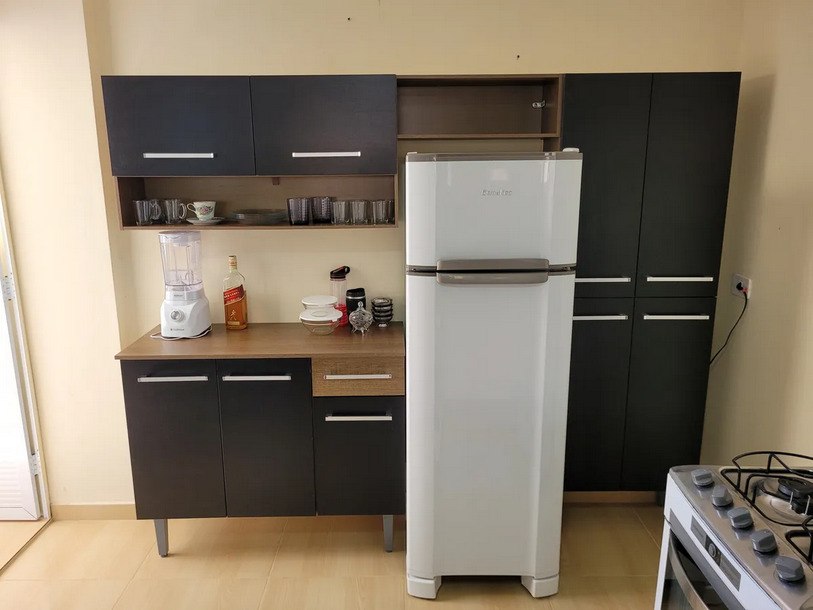 Armário De Cozinha Modulada Completa Compacta Emilly Pop Com Armário E Balcão Cor Rustic/p...