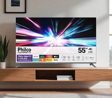 Smart TV 55" Philco 4K UHD LED Roku TV Dolby Audio P55CRA