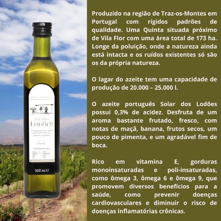 Azeite Extra Virgem Português Solar dos Lodões 0,3% 500ml