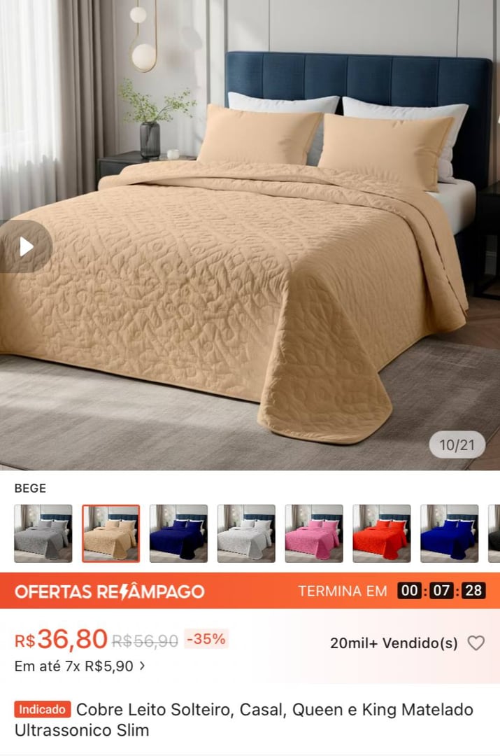 Cobre Leito Solteiro, Casal, Queen e King Matelado Ultrassonico Slim