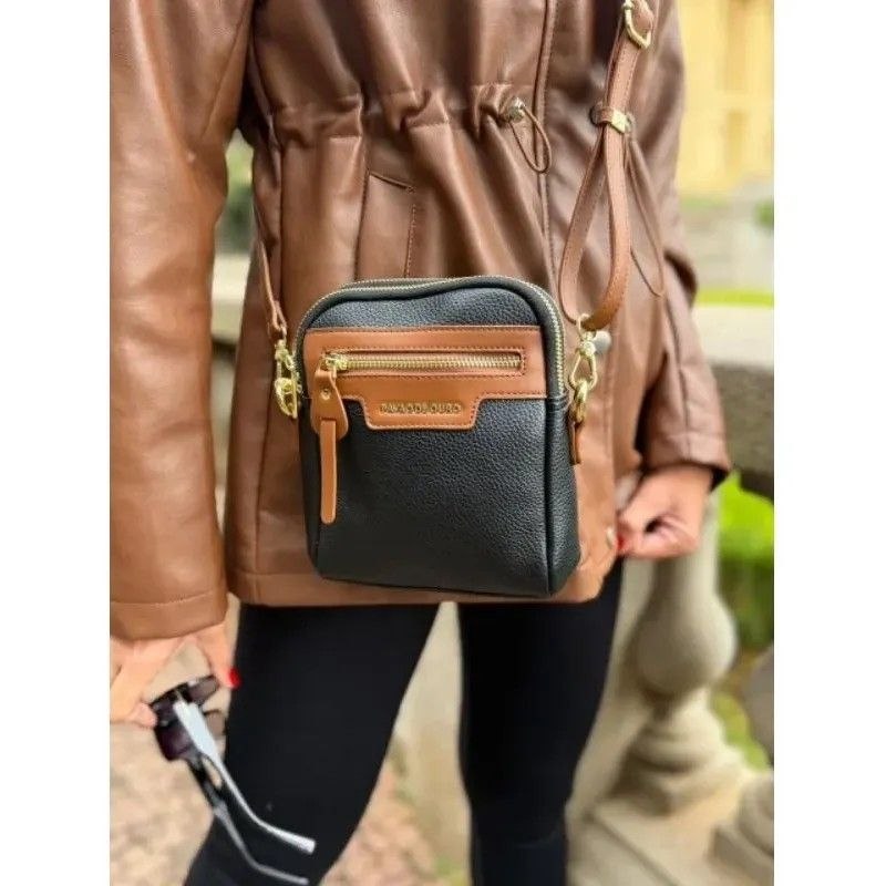 Bolsa tiracolo transversal Pavao de Ouro Pequena