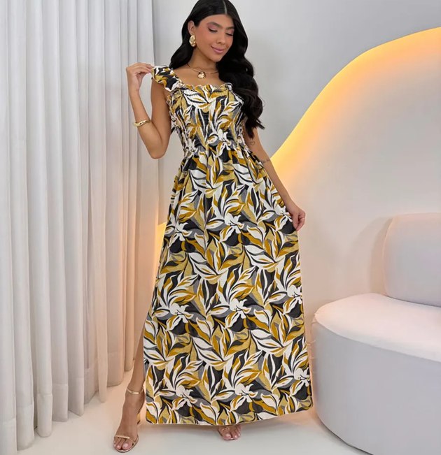 Vestido Crashou Longo Casual Alcinha Fenda Feminino - 15 cores