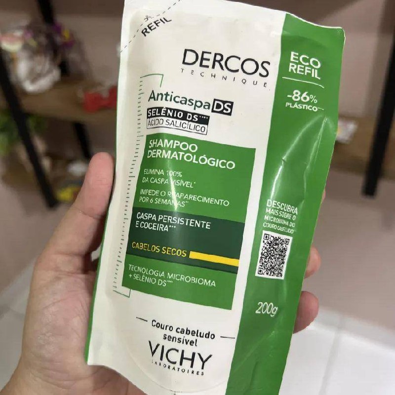 Refil Shampoo Anticaspa Intensivo Cabelos Secos Dercos Vichy 200g