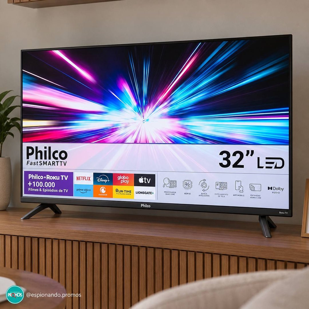 Smart TV 32" Philco Roku TV Dolby Áudio HDR10 P32CRB