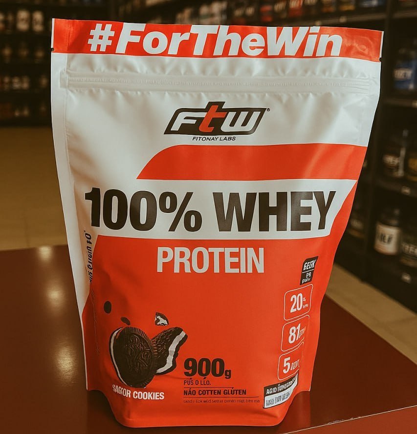 Whey Protein 100% Concentrado Refil 900g Sabor Cookies - Ftw