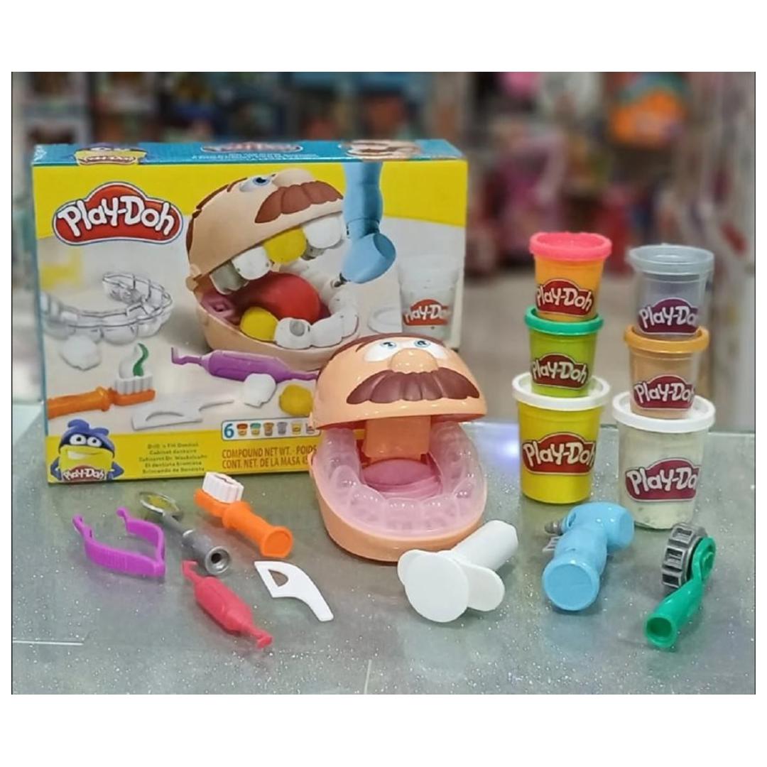 Play-Doh, Massinha de Modelar Infantil, Brincando de Dentista - Conjunto de Brinquedo com 9 Acessórios e 6 Potes - A partir de 3 Anos