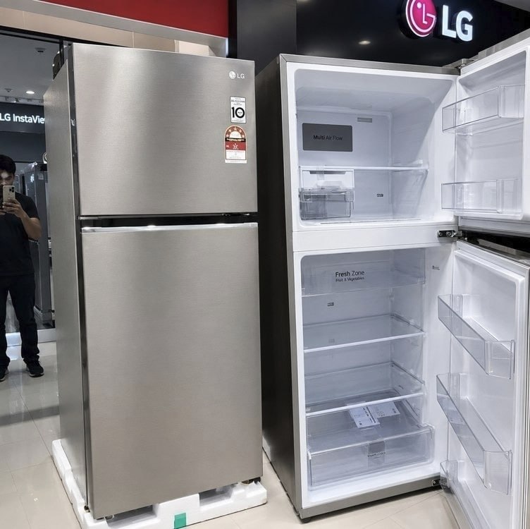 Geladeira Lg Frost Free Inverter 375l Duplex Look Gn-b372pfmb Inox