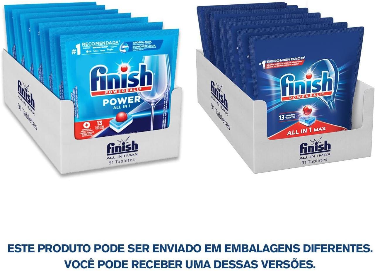 Finish Powerball Detergente para Lava Louças em tabletes Embalagem Econômica com 91 tablet...