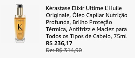 Kérastase Elixir Ultime L'Huile Originale, Óleo Capilar Nutrição Profunda, Brilho Proteção...