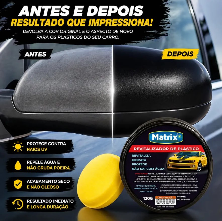 Revitalizador De Plástico Automotivo Matrix Cera Moto E Carro Para Choque Original