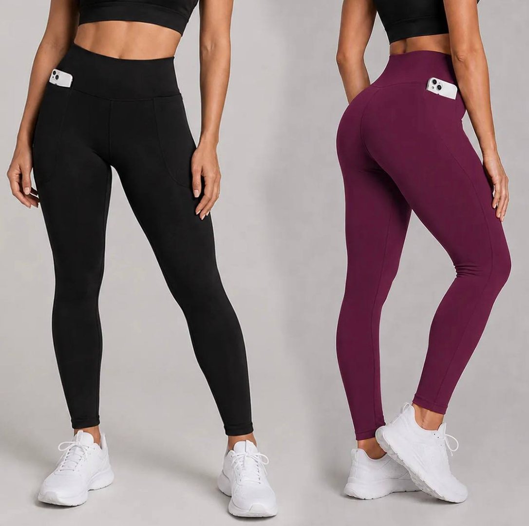 Kit 2 Calças Legging Feminina Grossa Cintura Alta Com Bolso