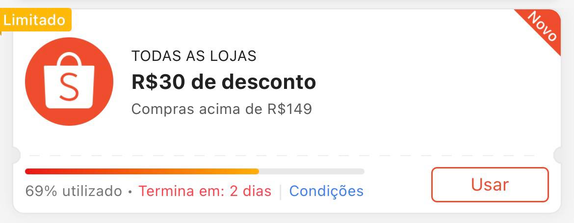 Cupom R$ 30 a partir de R$ 149 - Shopee