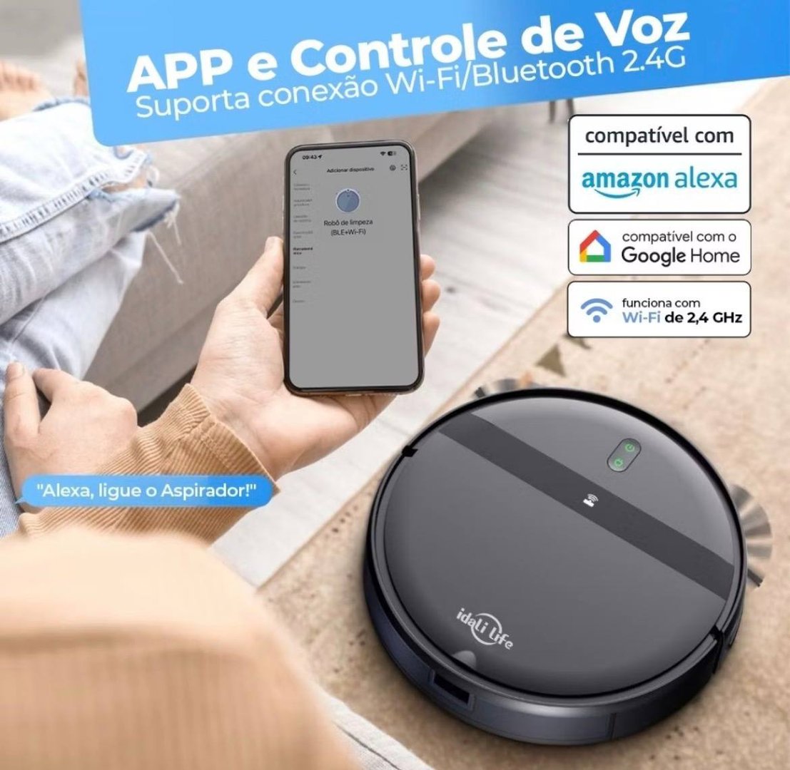 Aspirador de Pó Para Casa Robô Inteligente Com Sensores Anti- queda IDALI LIFE