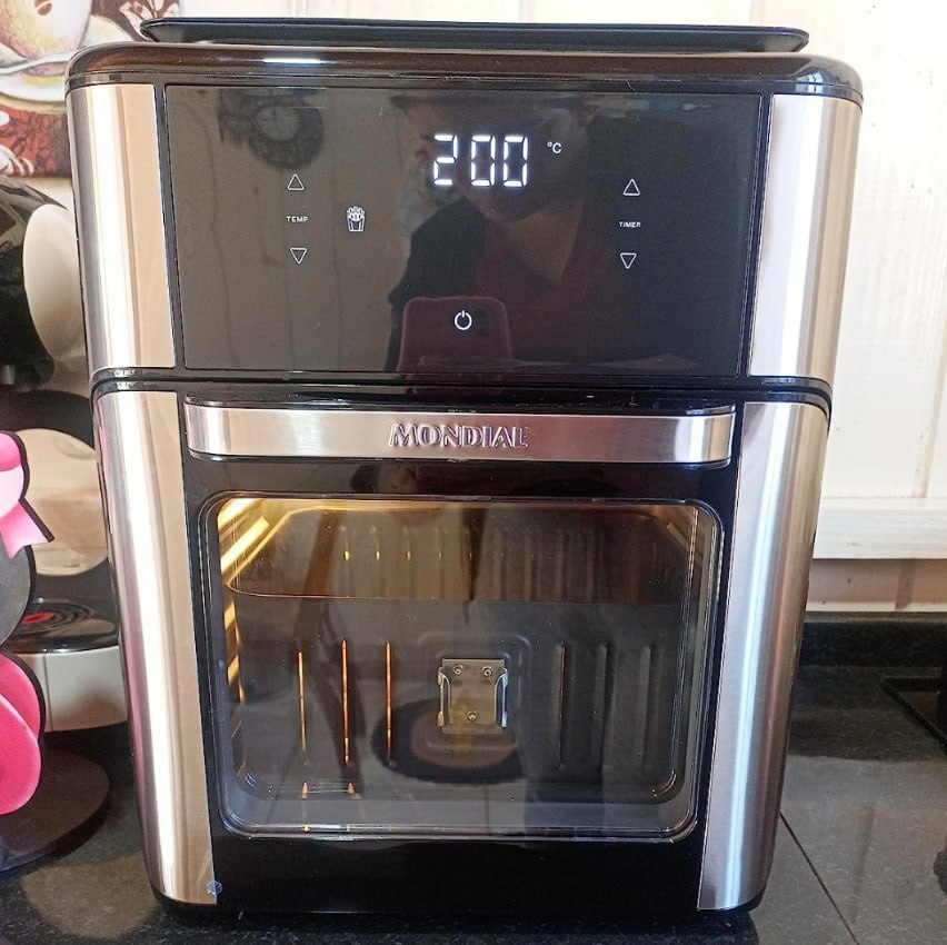 Fritadeira Air Fryer Mondial Forno Oven 12L Painel Touch Black/Inox - 110v/220v