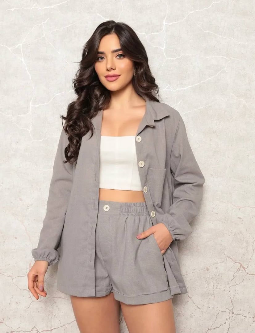 Conjunto Linho Feminino Camisa E Short Linha Premium