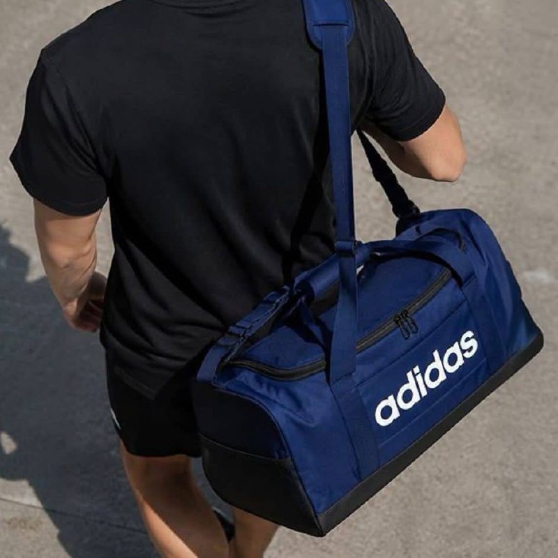 Mala Duffel Linear Pequena Azul E Preto adidas