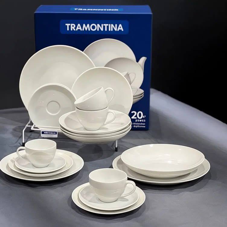 Aparelho De Jantar Tramontina Flávia Em Porcelana 20pçs Branco Liso