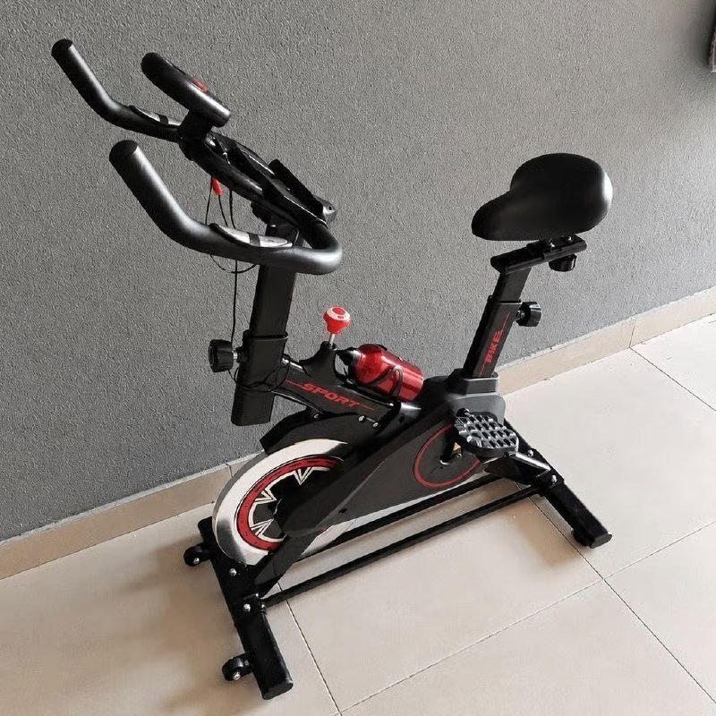 🤓Bicicleta Ergométrica Bike Spinning Garrafa 6kg Sensação Inércia Com Medidor Cardíaco Fitness Preto e Vermelho Sevenfit Para Cardio E Musculação