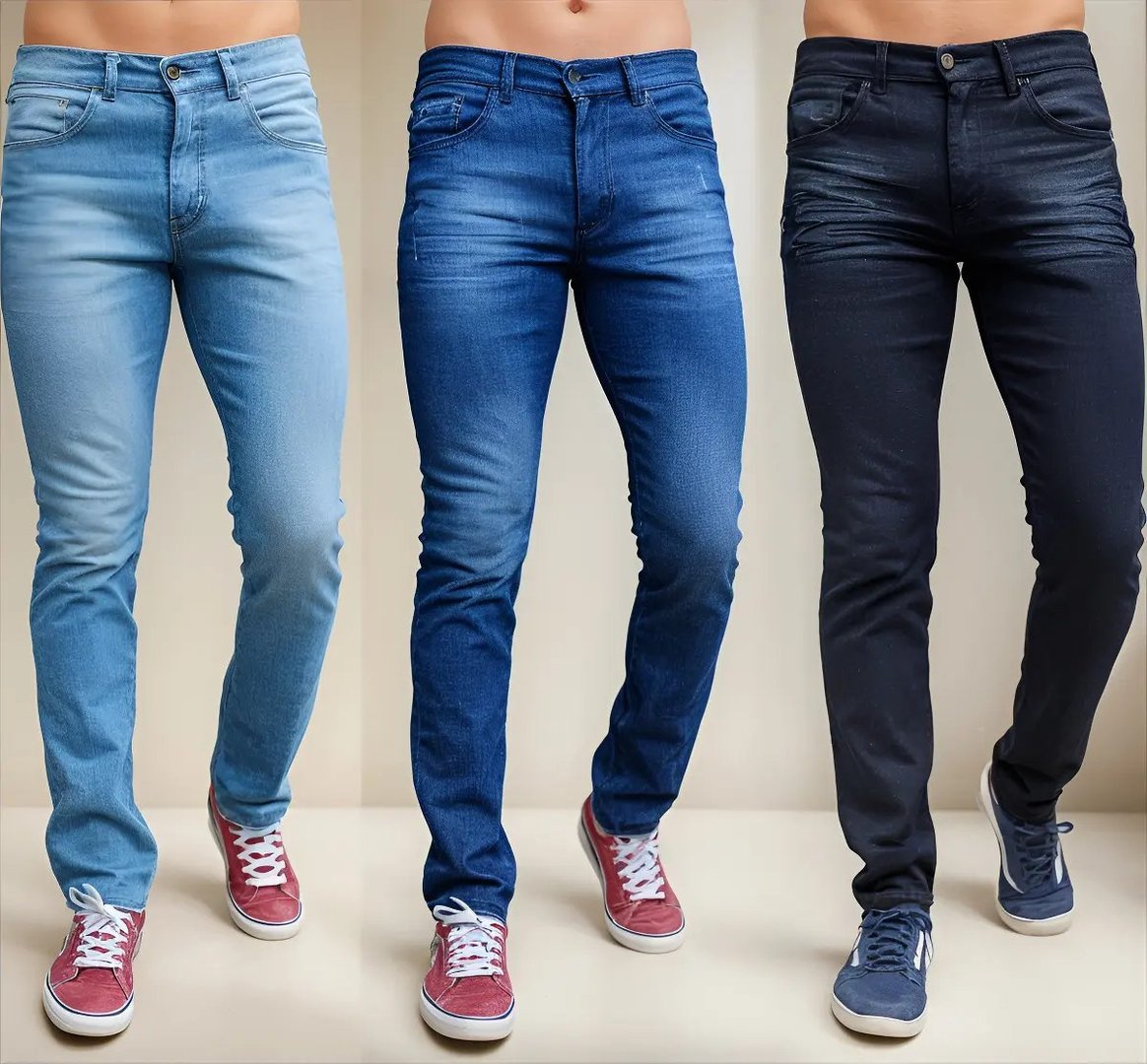 Kit 3 Calças DenimShop Jeans Skinny Lycra Elastano Premium Masculina - Num. 38 ao 48