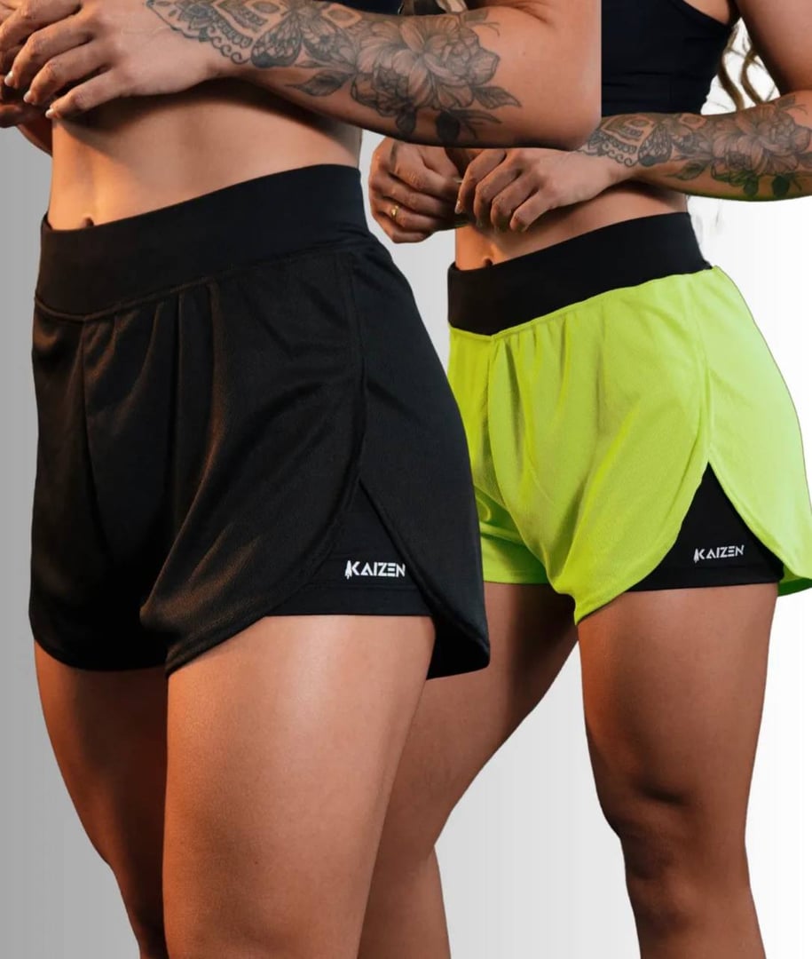 Kit 2 Shorts Esportivo Feminino 2 Em 1  Duplo Confortável