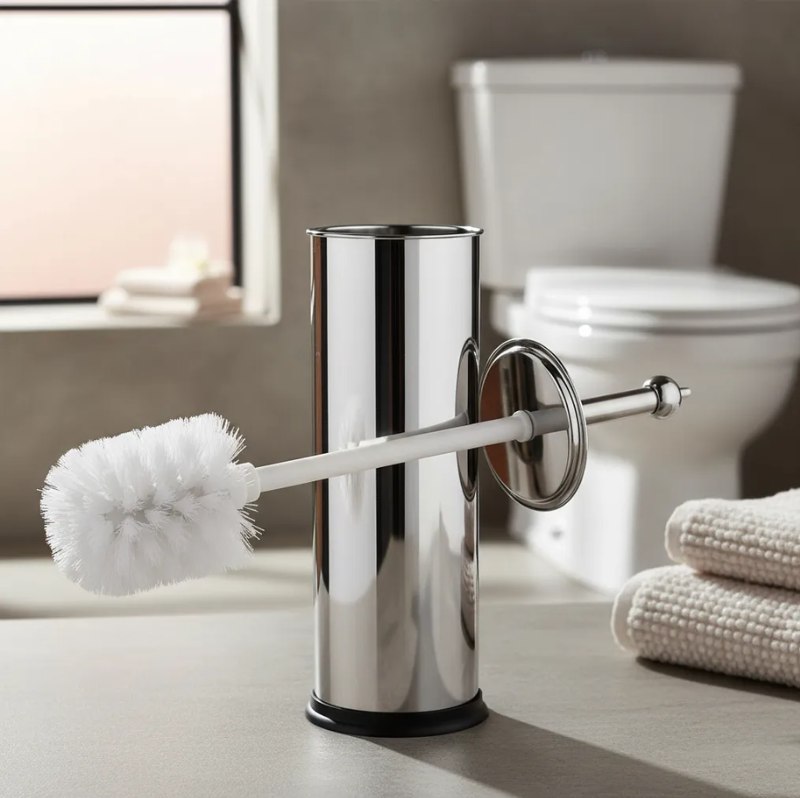 Escova Sanitária Inox Com Suporte Aço Inox