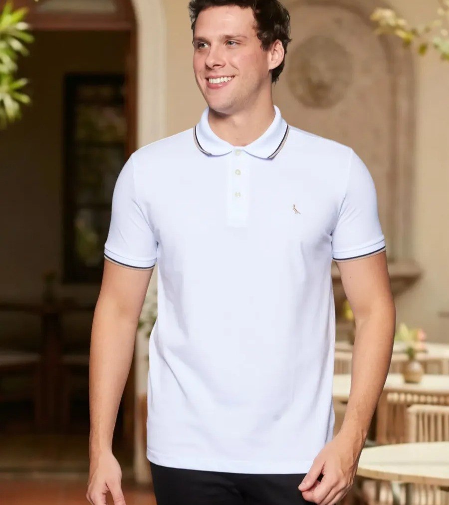 Camisa Polo Reserva Friso Duplo Rsv 26 Branco ou Verde - Tam. P ao GG