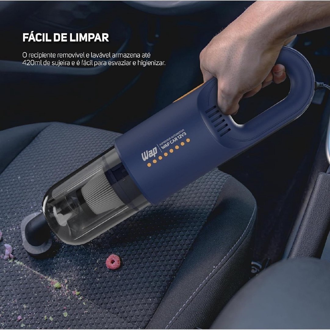 WAP Aspirador Automotivo Portátil 12V, 420ML SÓLIDO, FILTRO HEPA, CABO DE 3,7M CAR 12V3