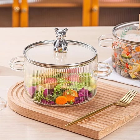 Panela De Vidro Com Tampa Borosilicato Resistente Ao Calor