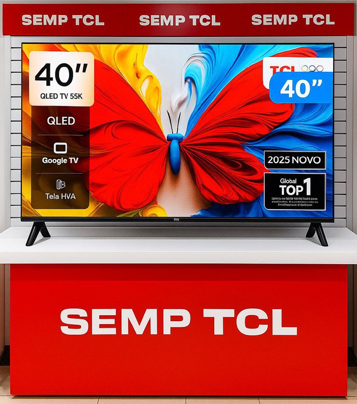 Smart TV 40" QLED TCL 2025 Full HD  Google TV 2 HDMI USB Bluetooth Google Assistant Comand...
