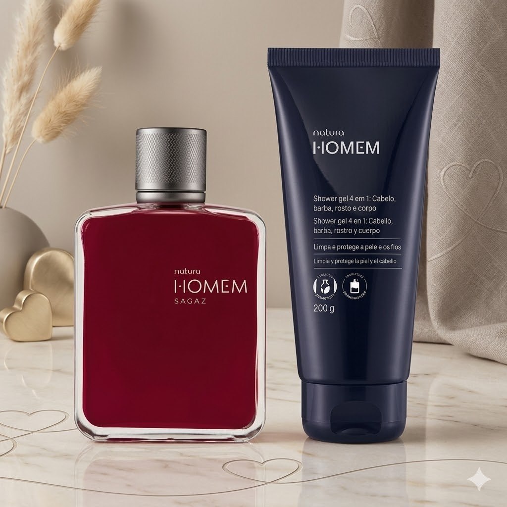 Kit Shower Gel 4 em 1 e Deo Parfum Natura Homem Sagaz