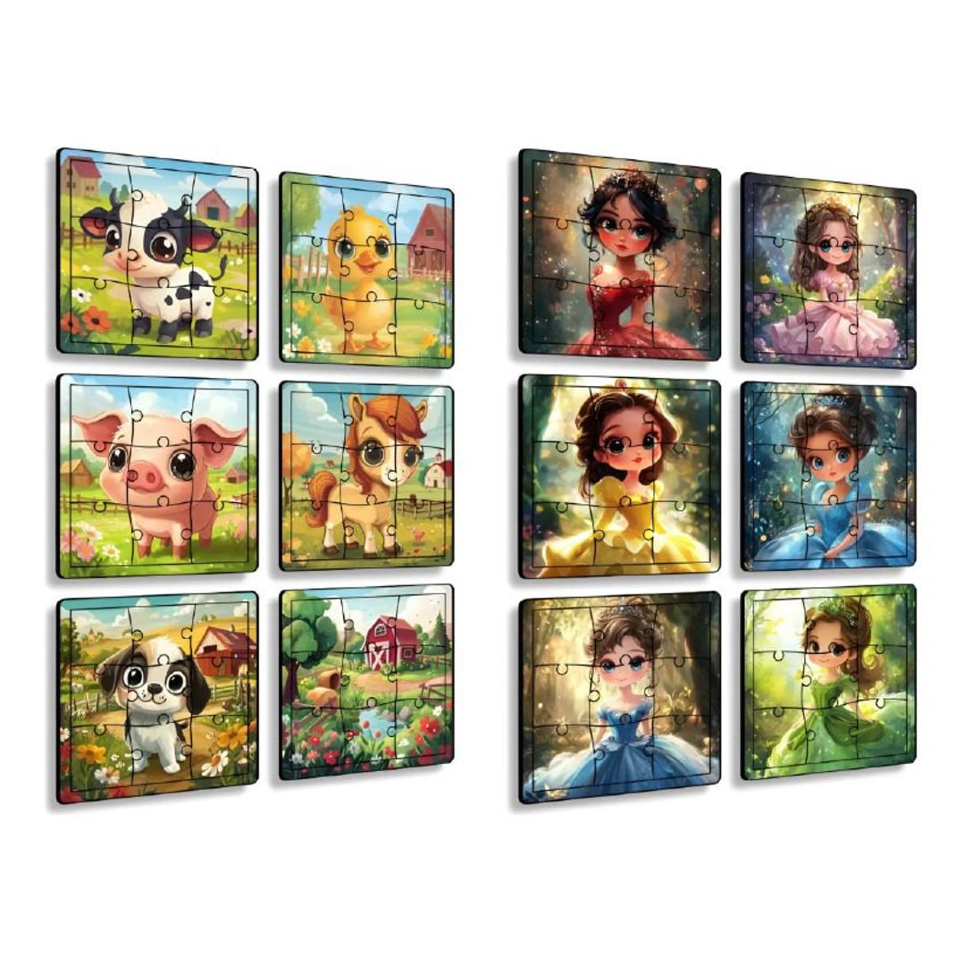 Kit 6 Jogos Quebra Cabeça Infantil Em Madeira Mdf Safari