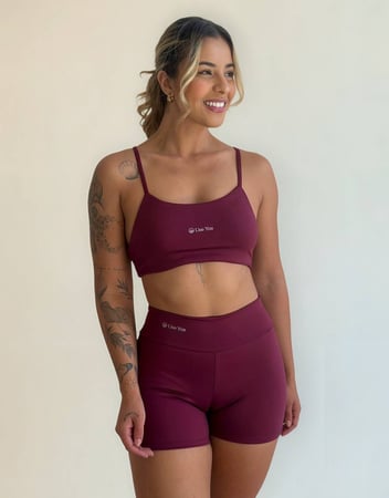 Conjunto Fitness Virginia Top Shorts Meia Coxa Cintura Alta