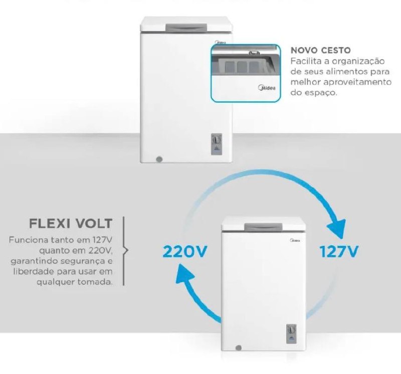 Freezer Horizontal 100l Inverter Bivolt Branco Midea Branco MDRC151FZD013