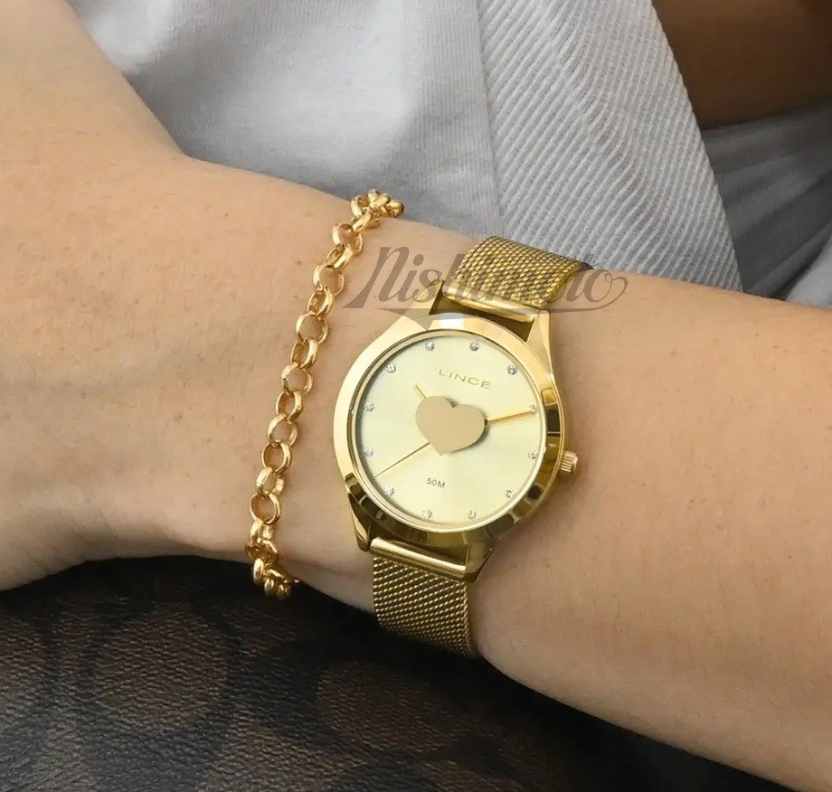 Relogio Lince Feminino Social Dourado Luxo Original Dourado