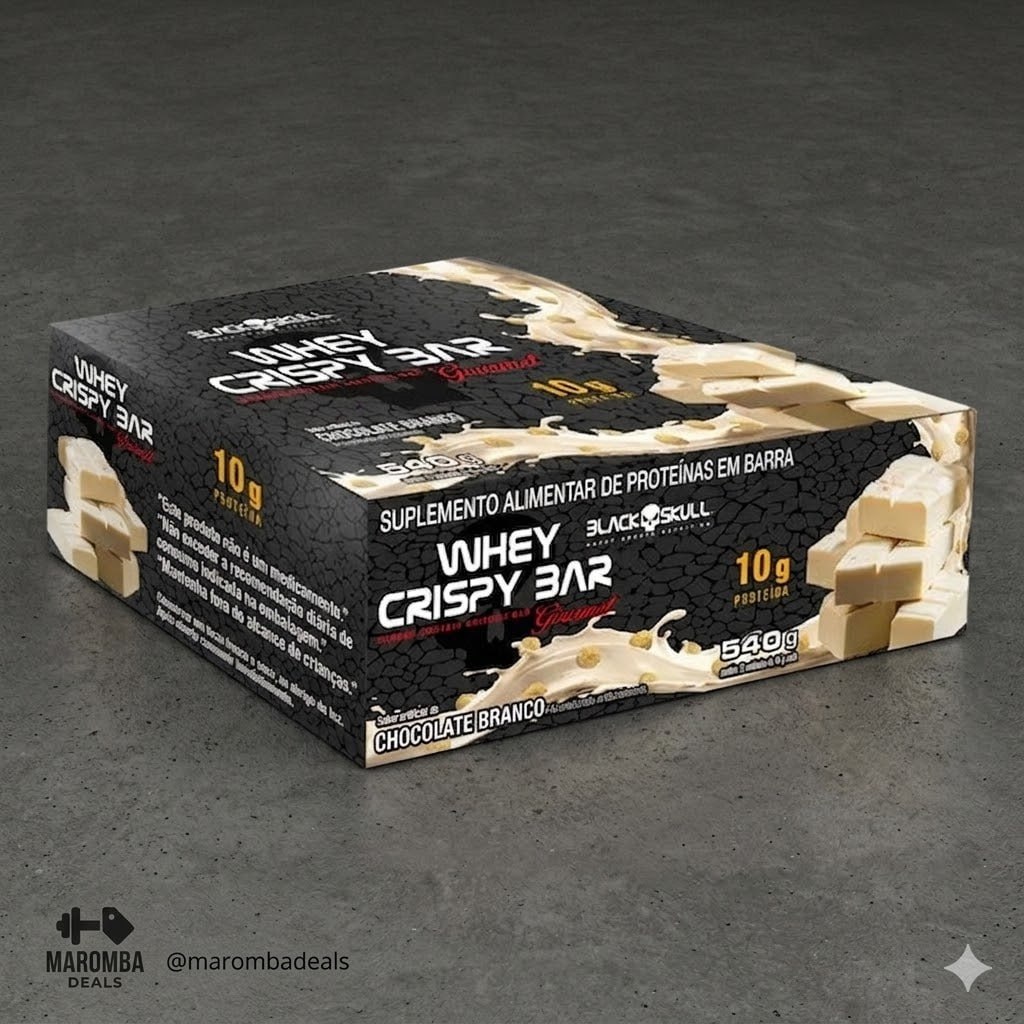 Whey Bar Crispy Display Com 12 Unidades De 45g Blackskull Chocolate Branco