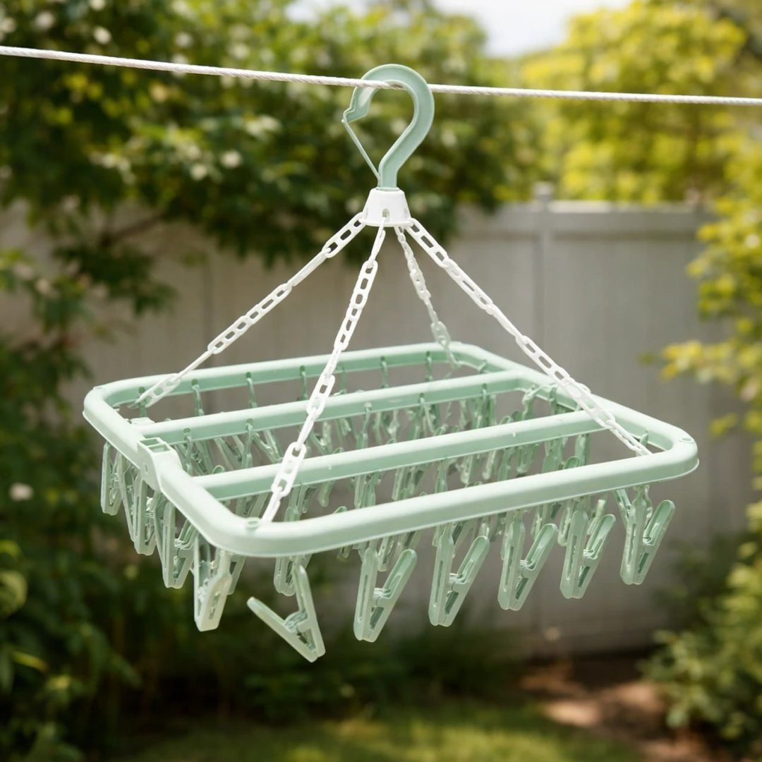 Varal Roupas Íntimas 32 Prendedores Meia Calcinha Cueca Verd Verde