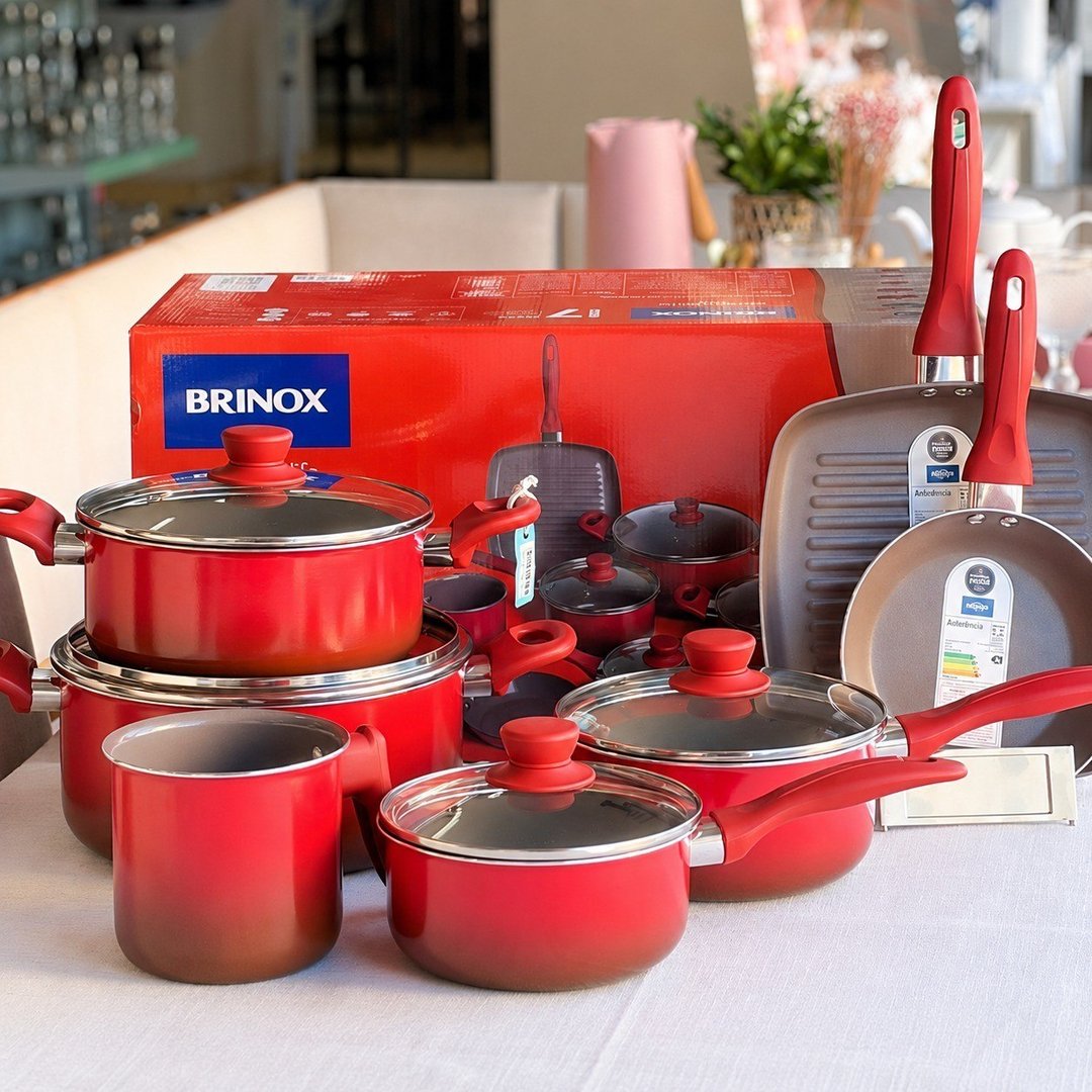 Conjunto De Panelas 7 Peças Smart Plus Vermelha- Brinox Cor Vermelho