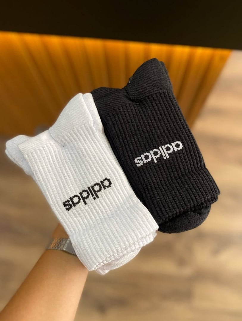 Kit Meia Cano Alto adidas Crew 3 Pares