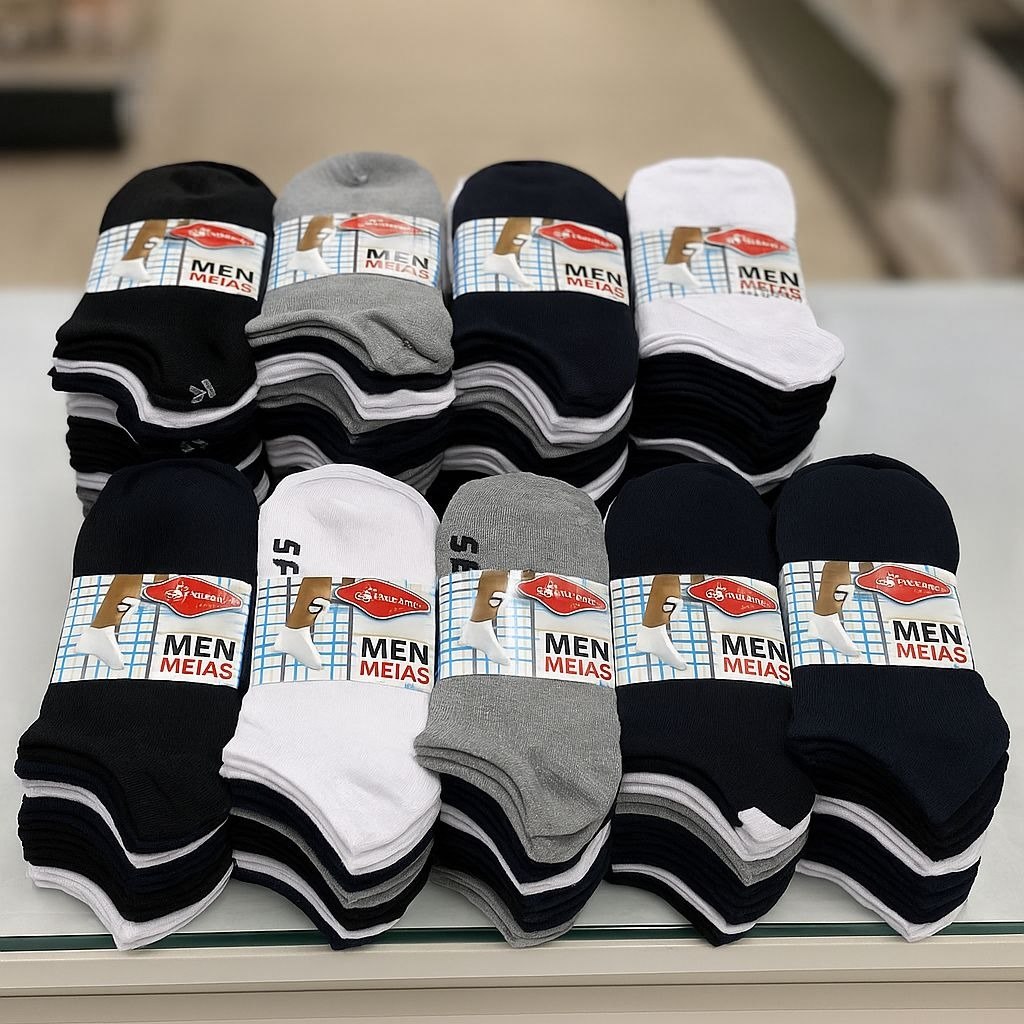 Kit 24 Pares Meia Soquete Cano Curto Unissex Atacado Cores