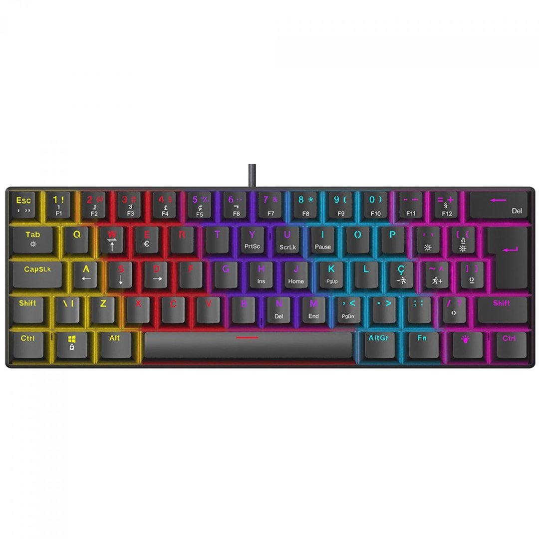 Teclado Mecânico Gamer Ninja Leap 60%, Switch Blue, Rainbow, ABNT2, Preto, GN-KB-LPBL60BBU...