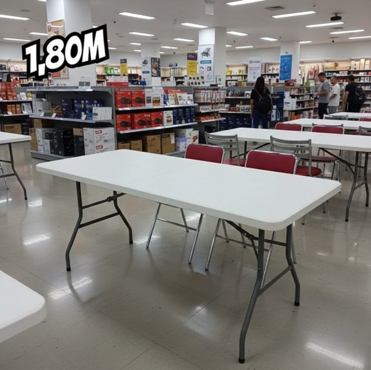 Mesa Dobrável Vira Maleta De 1,80 Portatil Camping Praia Branco