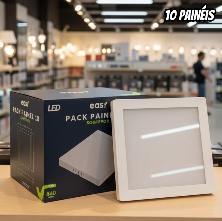 Kit 10 Painel Plafon Sobrepor Led 18w Quadrado 6500k Branco Frio - Cod: 399181377 Easy By ...