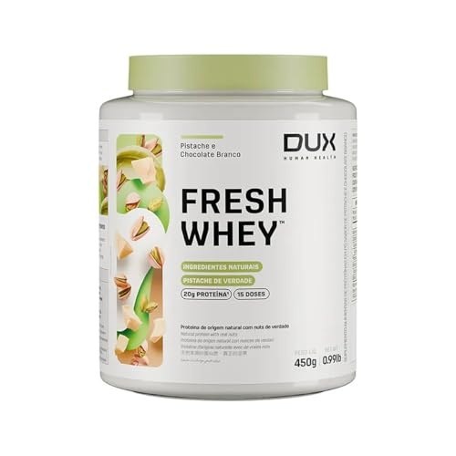 DUX HUMAN HEALTH FreshWhey 450g Pistache e Chocolate Branco – 20g de Proteína com Frutas e Nuts Naturais